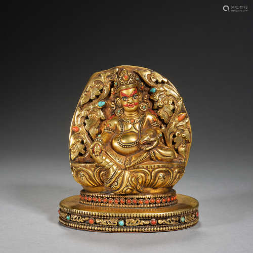 A gilt-copper alloy figure of a buddha, Tibet,Qing dynasty
