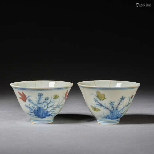A pair of cups,Ming dynasty,Chenghua