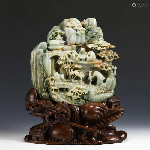 A CHINESE JADEITE MOUNTAINS SHAPED ORNAMENTS