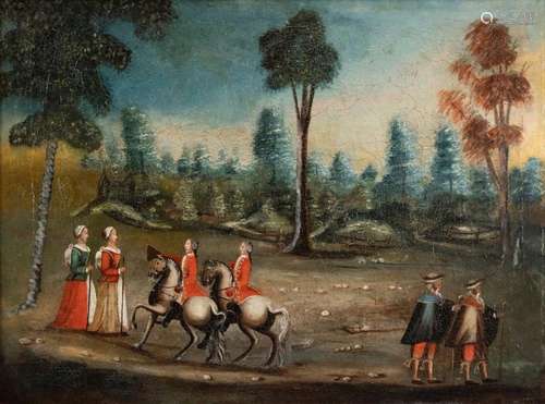 Follower of Peter Tillemans, Flemish 1684-1734- A wooded lan...