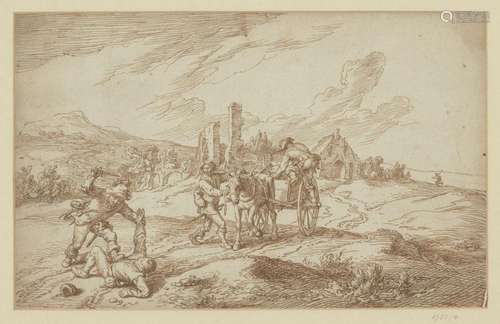 Flemish School, 17th Century- Travelling coach assaulted by ...