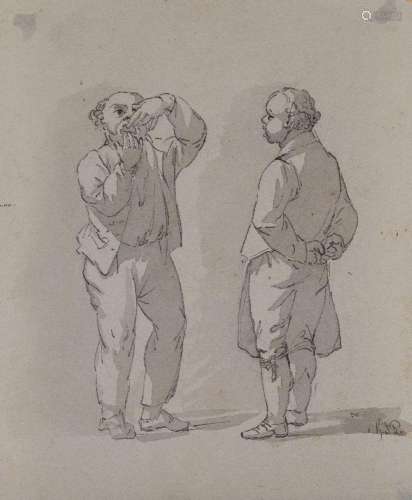 European School, mid-late 18th Century- Two men standing, on...