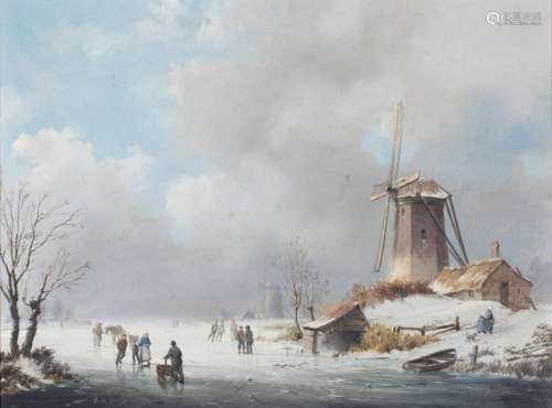 A. De Groote, Dutch 1892-1947- A Dutch winter landscape with...