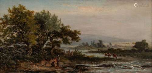 William Westall, ARA, British 1781-1850- River landscape on ...