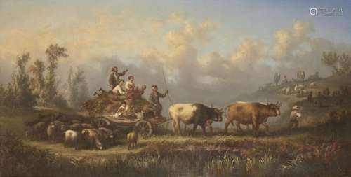 Prosper Ferey, French, early-mid 19th Century- Cattle drover...