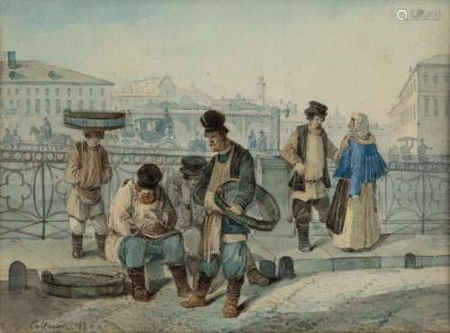 Karl Ivanovich Kollman, Russian 1788-1846- Buskers; and Meet...