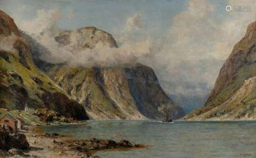 Henry Enfield, British 1849-1908- View of a Norwegian fjord;...