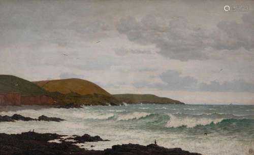 Frederick William Meyer, British fl.1869-1922- Coastal scene...