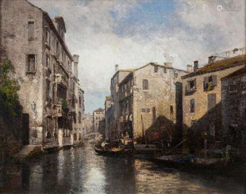 Antoine Bouvard, French 1870-1956- View along a canal, Venic...