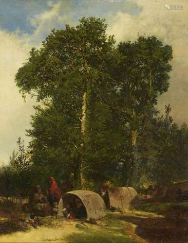 John Ritchie, British 1828-1905- An Encampment; oil on canva...