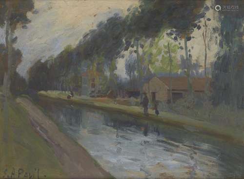 Elie Anatole Pavil, Ukrainian 1873-1948- Fishers by a canal ...