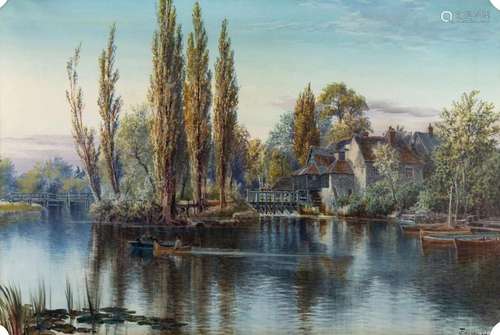 Thomas Greenhalgh, British fl.1848-1906- View of the Thames ...