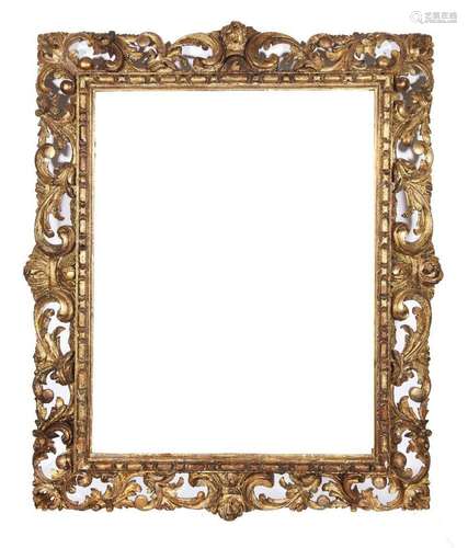 A Carved and Gilded Pierced Florentine Frame, 18th Century, ...