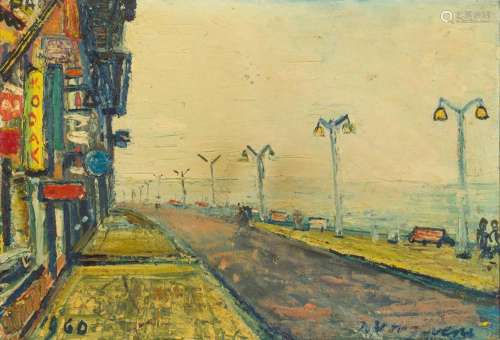 HENRI VICTOR WOLVENS (1896-1977) La digue à Ostende, 1960. H...