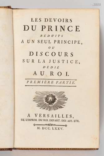 MOREAU (Jacob-Nicolas) Les devoirs du Prince réduits à un se...