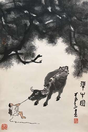 李可染 强牛圖 水墨纸本立軸