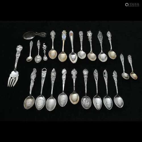 Collection of Sterling Silver Souvenir Spoons