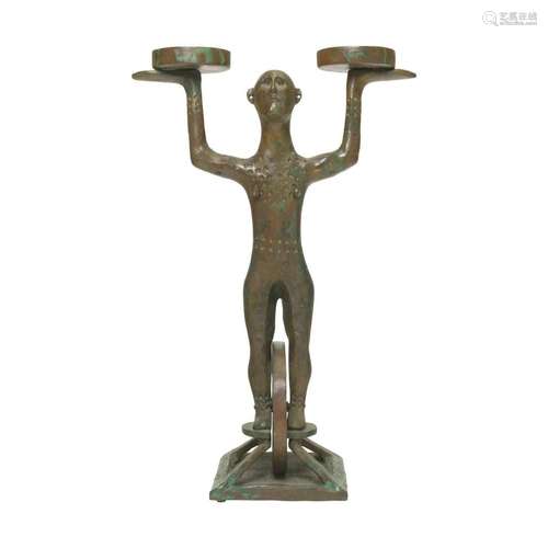 Cast Bronze Figural Sculptural Candelabra