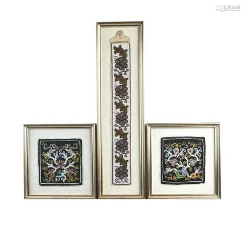 Three Framed Native American Beaded Textiles