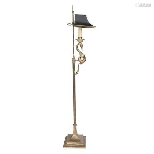 Chapman Gilt Brass Swan Motif Floor Lamp