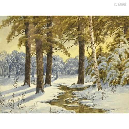 Charles Grant Davidson, Snowy Landscape, watercolor