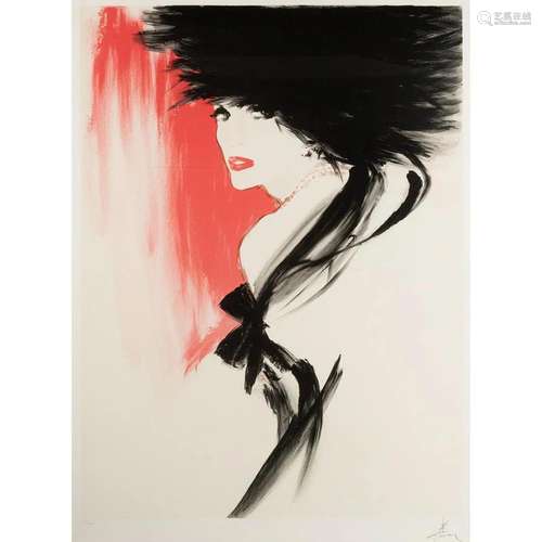 Rene Gruau, Le Belle en Noir, 1987, serigraph