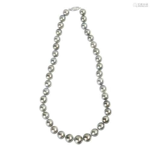 Tahitian Cultured Pearl, 14k White Gold Necklace.