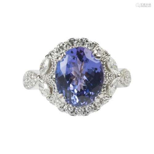 Tanzanite, Diamond, 18k White Gold Ring.