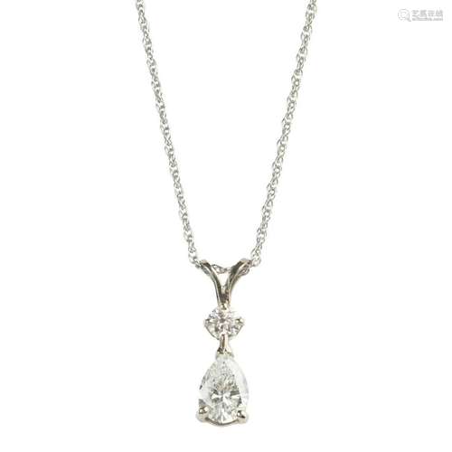 Diamond, 14k White Gold Necklace.