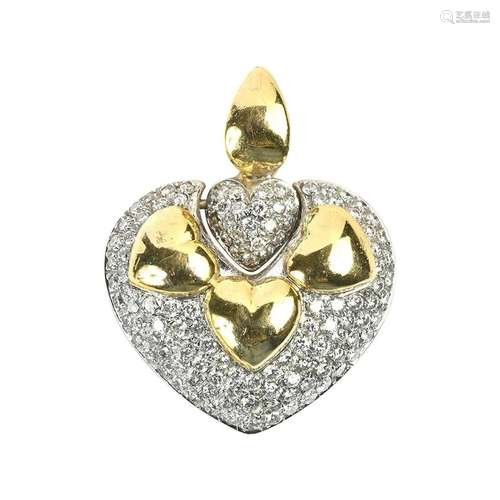 Chimento Diamond, 18k Gold Heart Pendant.