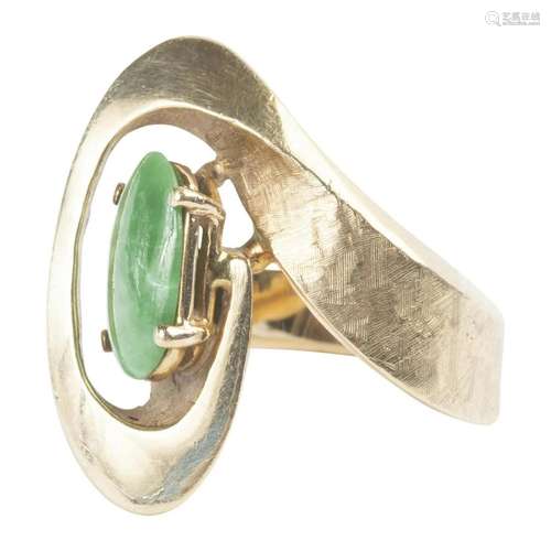 Jadeite Jade, 14k Yellow Gold Ring.