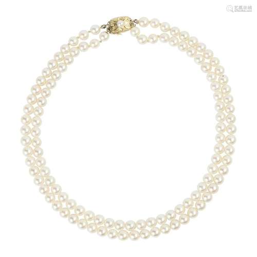 Mikimoto Cultured Pearl, 14k Yellow Gold Necklace.