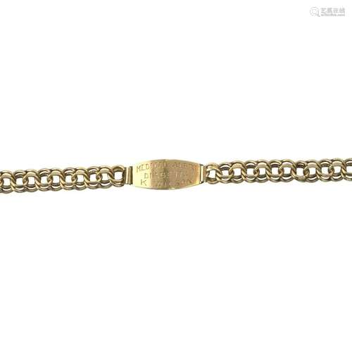 14k Yellow Gold "Medical ID" Bracelet.