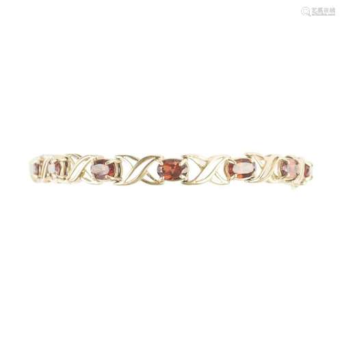 Garnet, 14k Yellow Gold Bracelet.