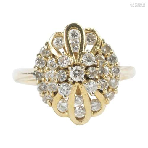 Diamond, 18k Yellow Gold Ring.