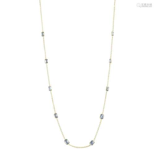 Sapphire, 18k Yellow Gold Necklace.