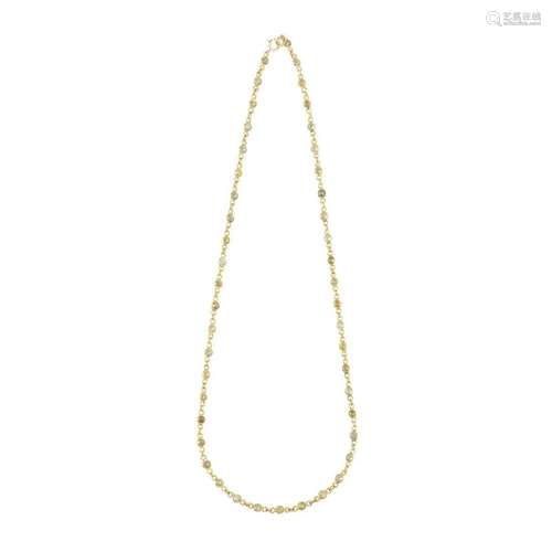 Diamond, 14k Yellow Gold Necklace.