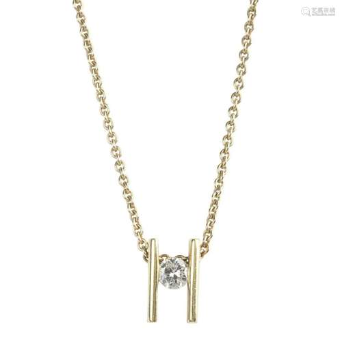 Diamond, Yellow Gold Necklace.