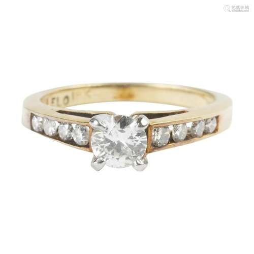 Diamond, 18k Yellow Gold Ring.