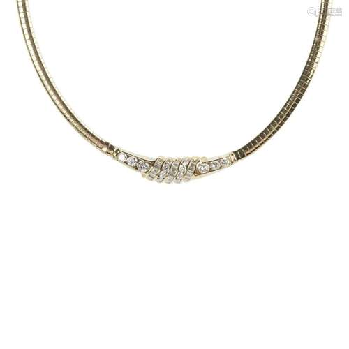 Diamond, 14k Yellow Gold Necklace.