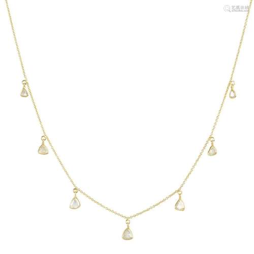 Diamond, 18k Yellow Gold Necklace.