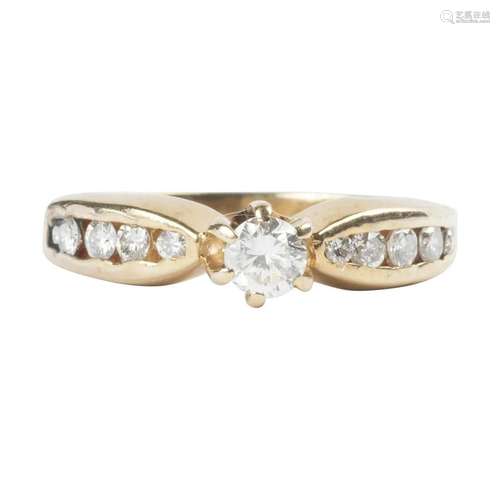 Diamond, 18k Yellow Gold Ring.