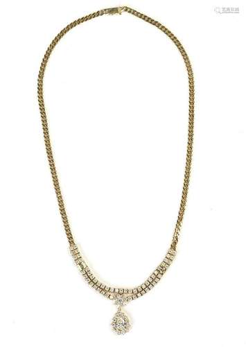 Diamond, 18k Yellow Gold Necklace.