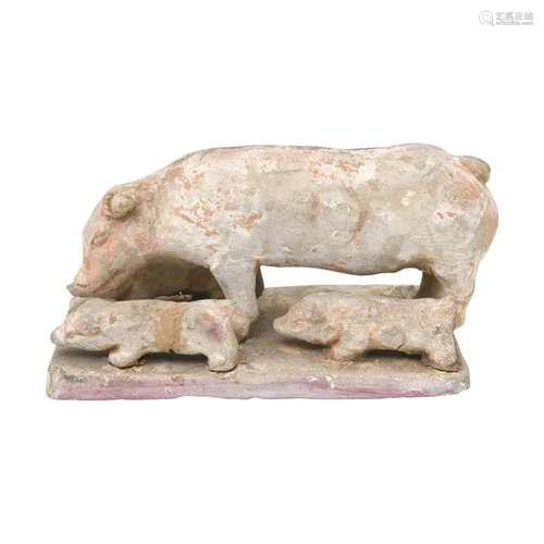 Chinese Terra-cotta Pig Group, Possibly Tang Dynasty