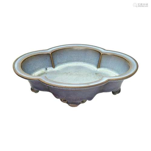 Chinese Purple Glazed Jun Lobed Planter