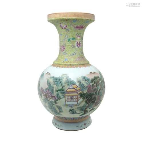 Large Chinese Famille Rose Baluster Vase