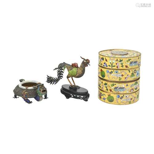 Group of Three Chinese Cloisonne Items