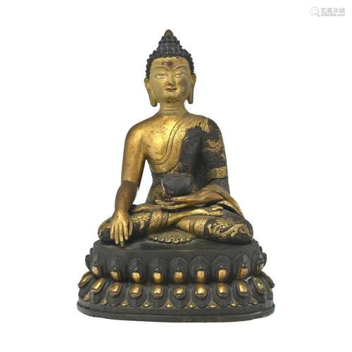 Sino-Tibetan Bronze Medicine Buddha on Base