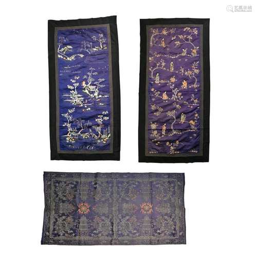 Three Tibetan/Chinese Silk Embroidered Panels