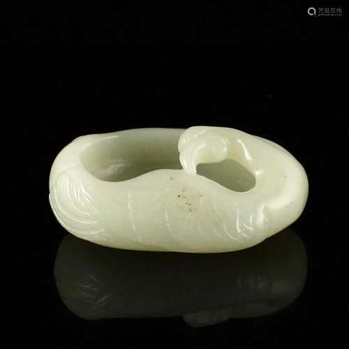 Qing Dy Hetian Jade Swan Sculpt Brush Washer